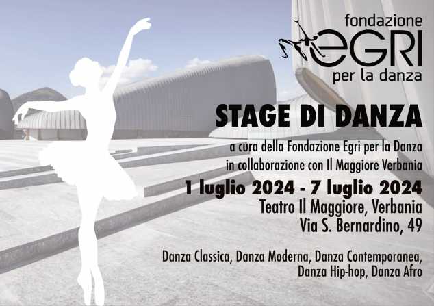 Stage di Danza organizzato da Fondazione Egri Danza in collaborazione con Il Maggiore di Verbania